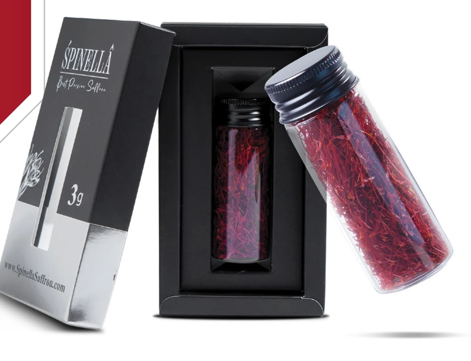 Spinella premium saffron in a 3g glass-jar gift box
